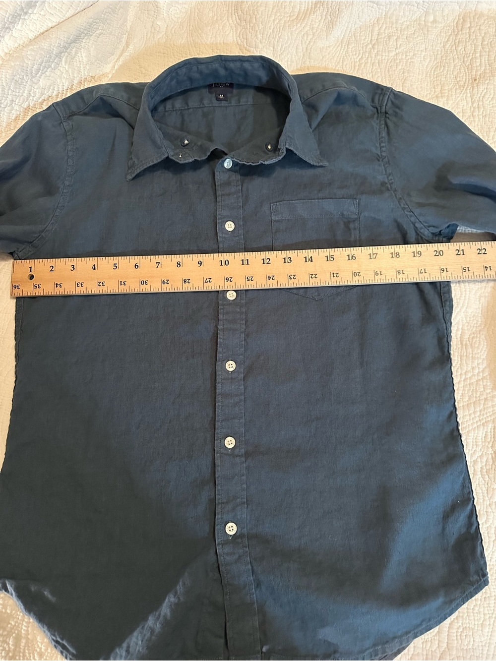 J.Crew Men’s Blue Linen Button Shirt Long Sleeve Pocket M Quiet Luxury Coastal - Picture 6 of 7